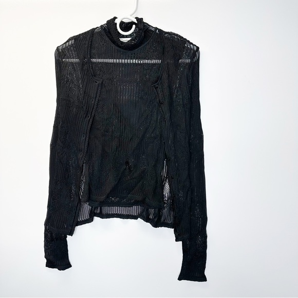 Christian Dior Boutique Set Black Cardigan Sleeveless Turtleneck cowl top Size 8 - Picture 7 of 16